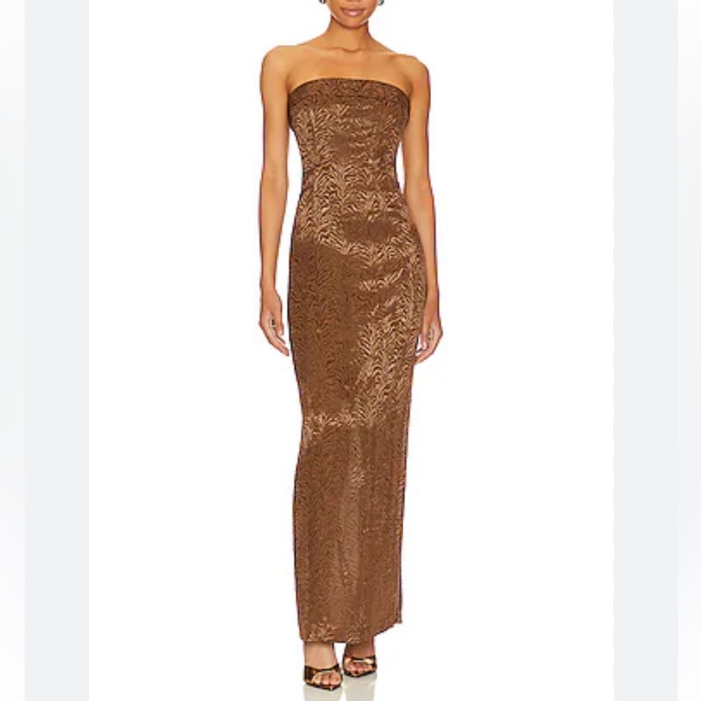 Lovers + Friends Amalia Maxi Dress in Mocha Brown size Small